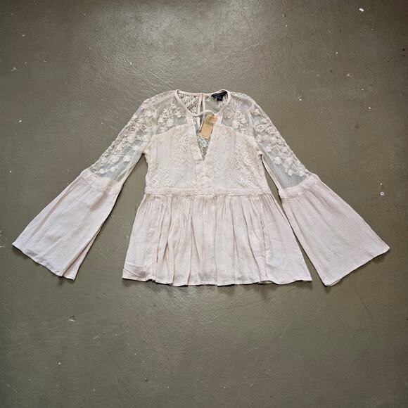 NWT American Eagle Outfitters Boho Long Sleeve Lace Blouse Women's Size XS - Picture 3 of 7